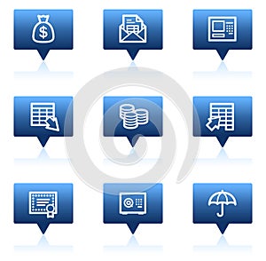 Banking web icons, blue speech bubbles series