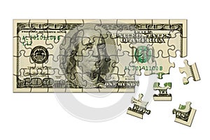 Banknote 100 dollars puzzle