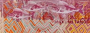 Banknote of 50 Congolese francs, fragment for design. Paper money of Africa and Congo photo