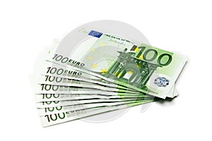 Banknote european cash. Falling money on whote isolated backgrou