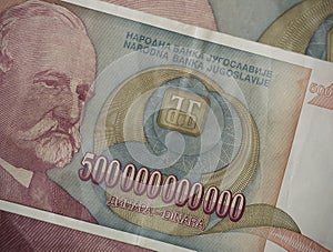 Banknote for five hundred billion Yugoslav dinars