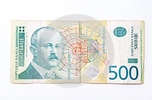 Banknote of five hundred Serbian dinars