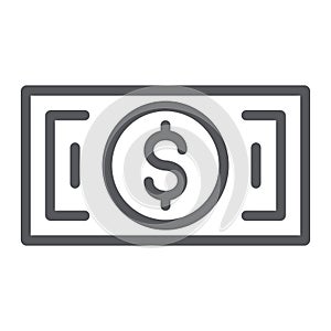 Banknote line icon, cash and money, dollar sign, vector graphics, a linear pattern on a white background.