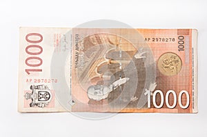 Banknote of one thousand Serbian dinars