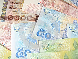 Banknote on Thai Baht Money Background