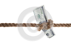 Banknote tied in a rope