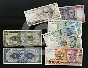 Banknotes of the Central Bank of Brazil samples withdrawn from circulation. photo