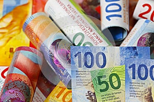 The banknotes of CHF currency, Swiss money