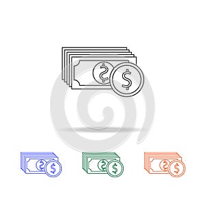 banknotes and coins icon. Elements of banking in multi colored icons. Premium quality graphic design icon. Simple icon for website