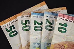 Banknotes of different euro currency