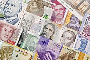 Banknotes from European countries a background