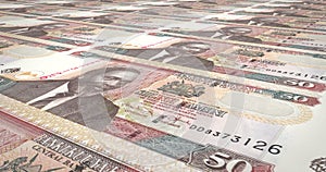 Banknotes of fifty kenyan shillings of Kenya rolling, cash money, loop