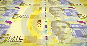 Banknotes of five thousand colones of Costa Rica, cash money, loop