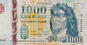 Banknotes national currency Hungary in denomination of one thousand forint