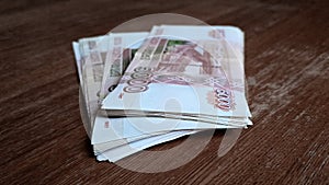 Little stack of russian rubles