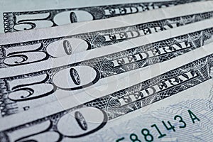 Banknotes 50 usd counting stack respectively background, america