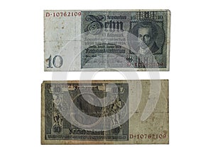 Banknotes for Weimar Republic ten Reichsmark