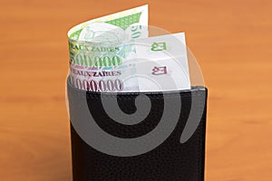 Banknotes of Zaire in the black wallet