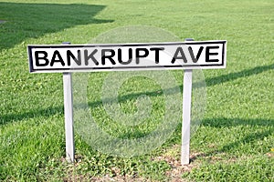 bankrupt ave road sign street name plaque signage avenue destination place home post code