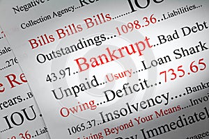 Bankrupt Concept with Words Red and Black