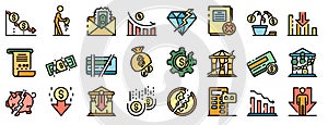 Bankrupt icons set vector flat