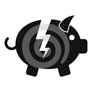 Bankrupt piggy bank icon, simple style