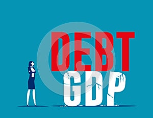 Bankruptcy business high risk of debt bloat concept. Debt to GDP crisis