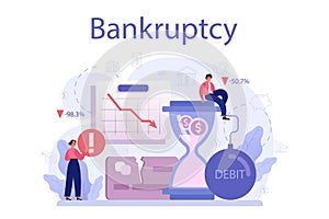 Bankruptcy concept. Financiall crisis with falling down