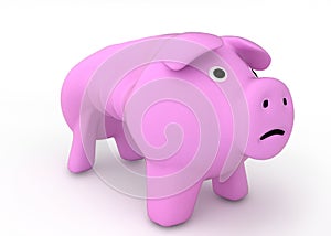 Bankruptcy crisis concept - sad piggy bank crying