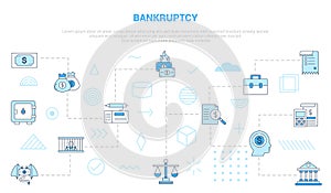 bankruptcy financial concept with icon set template banner with modern blue color style