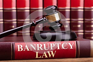 Bankruptcy Law Book With A Judge Gavel