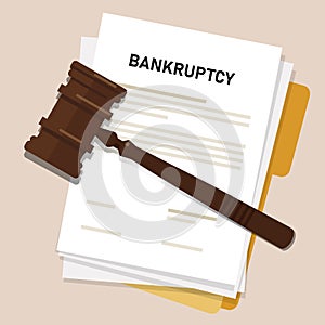 Bankruptcy legal law document process company insolvency during crisis recession picture of gavel judge