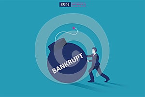 Bankruptcy vector illustration  concept. Businessman with broke company. global financial crisis with arrow decrease symbol.