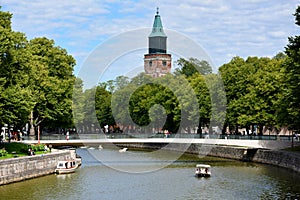 Banks of Aurajoki river in Turku, Finland