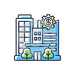 Banks and financial institutions RGB color icon