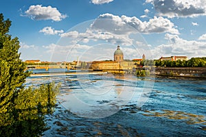 The banks of the Garonne in Toulouse in summer, in Haute Garonne, in Occitanie, France