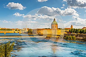 The banks of the Garonne in Toulouse in summer, in Haute Garonne, in Occitanie, France