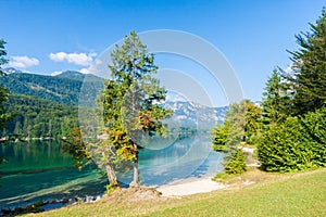 Banks of lake Bohinj at Ribcev laz