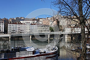 Banks of Rhone river in Lyon