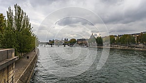 The banks of the Seine in autumn in Paris, France