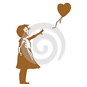 Banksy Girl Heart Balloon Printable Stencil Art