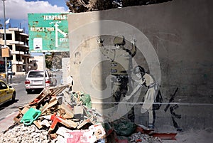 Banksy graffiti in Bethlehem, Palestine