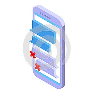 Banned chat icon isometric vector. Blacklist user