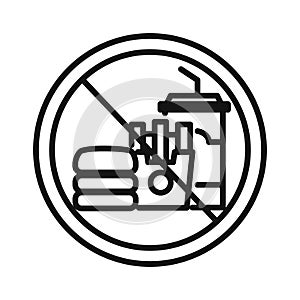 Banned Fast Food Black And White Icon Illustration