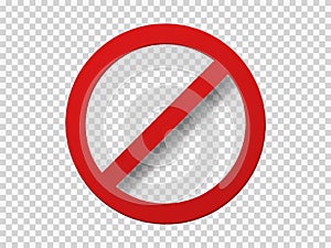 Banned icon template. Red circle with crossed out stripe symbol of prohibition travel.