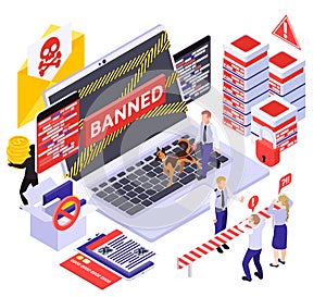 Banned Spyware Isometric Composition