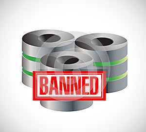 banned stamp over servers. illustration design