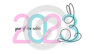 Banner 2023 year of the rabbit on a white background