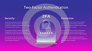 Banner for 2FA two-factor authentication with smartphone and padlock.