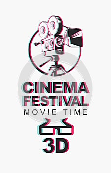 Banner for 3D cinema festival with 3d glasses